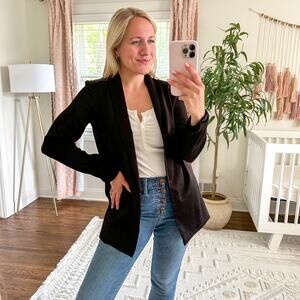 Drew x Anthropologie Open Front Long Sleeve Shawl Lapel Blazer Brown S $275